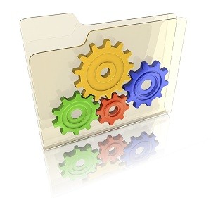 Folder with gears